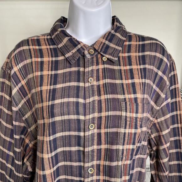 Carbon 2 Cobalt Men's Brown Plaid‎ Button Up Shirt Size L Classic Casual Rustic - Picture 3 of 14